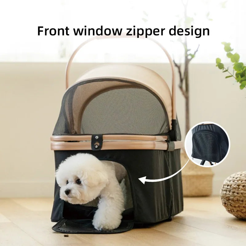 HKM-932627 Aluminium Pet Stroller for Cats and Small Dogs - Lightweight Travel Carrier and Portable Carriage