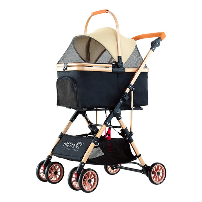 HKM-932627 Aluminium Pet Stroller for Cats and Small Dogs - Lightweight Travel Carrier and Portable Carriage