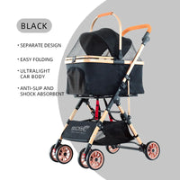 HKM-932627 Aluminium Pet Stroller for Cats and Small Dogs - Lightweight Travel Carrier and Portable Carriage