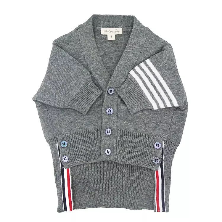 HKM-9326397 Cozy Gray Cardigan Sweater for Dogs in Various Sizes