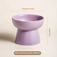 HKM-9328573 Anti-Tumble Porcelain Pet Rice Bowl in Striped Design - Multiple Color Options
