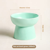 HKM-9328573 Anti-Tumble Porcelain Pet Rice Bowl in Striped Design - Multiple Color Options