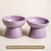HKM-9328573 Anti-Tumble Porcelain Pet Rice Bowl in Striped Design - Multiple Color Options
