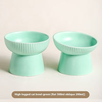 HKM-9328573 Anti-Tumble Porcelain Pet Rice Bowl in Striped Design - Multiple Color Options