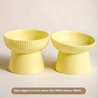 HKM-9328573 Anti-Tumble Porcelain Pet Rice Bowl in Striped Design - Multiple Color Options