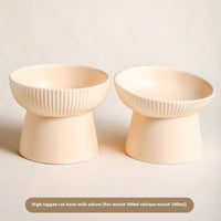 HKM-9328573 Anti-Tumble Porcelain Pet Rice Bowl in Striped Design - Multiple Color Options