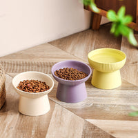 HKM-9328573 Anti-Tumble Porcelain Pet Rice Bowl in Striped Design - Multiple Color Options