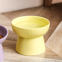 HKM-9328573 Anti-Tumble Porcelain Pet Rice Bowl in Striped Design - Multiple Color Options