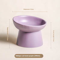 HKM-9328573 Anti-Tumble Porcelain Pet Rice Bowl in Striped Design - Multiple Color Options