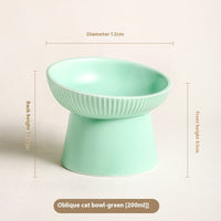 HKM-9328573 Anti-Tumble Porcelain Pet Rice Bowl in Striped Design - Multiple Color Options