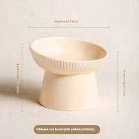 HKM-9328573 Anti-Tumble Porcelain Pet Rice Bowl in Striped Design - Multiple Color Options