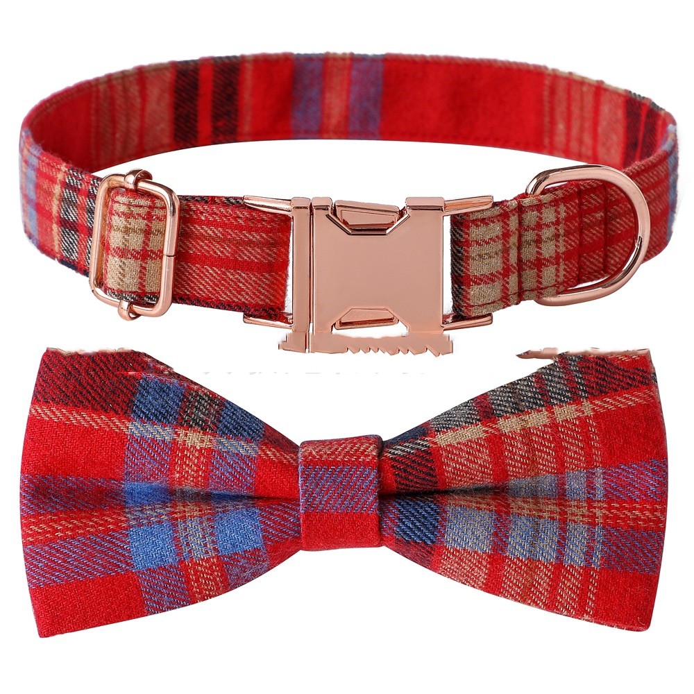 HKM-9330365 Plaid Dog Collar with Adjustable Metal Buckle ¨C Sizes S, M, L
