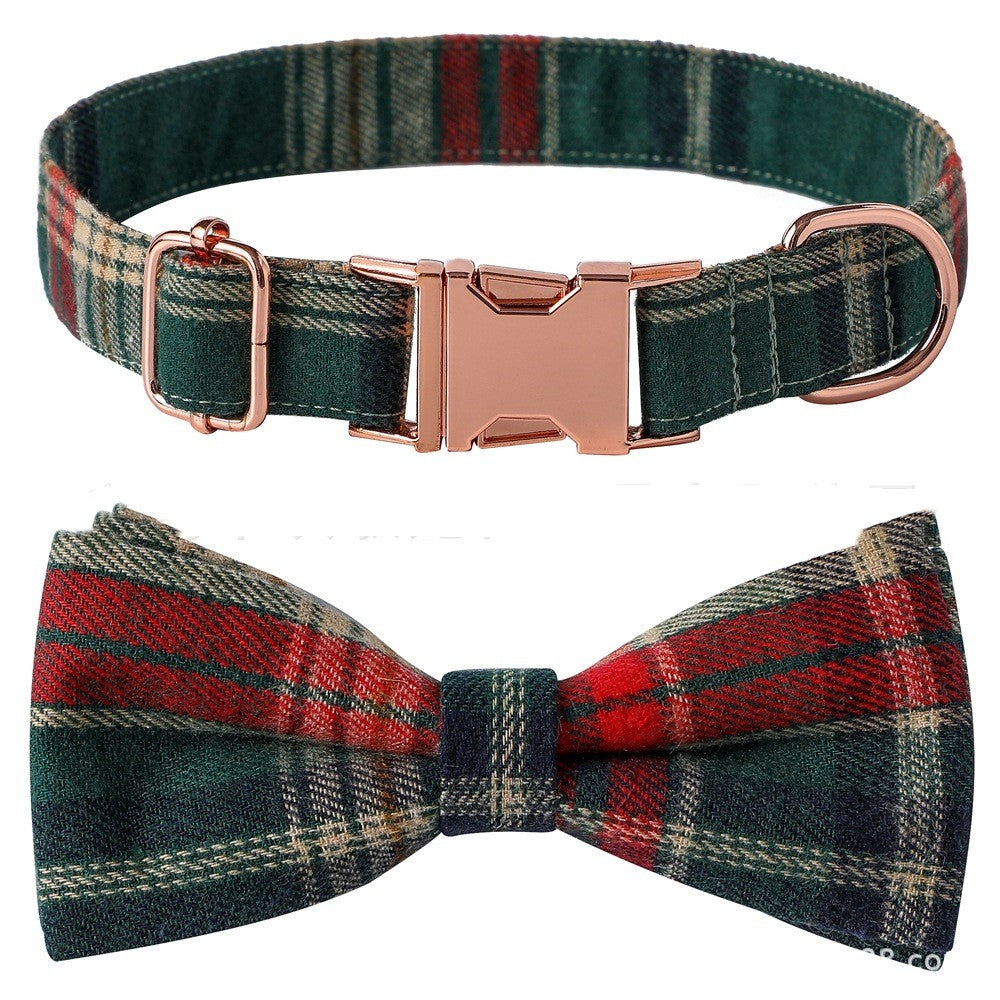 HKM-9330365 Plaid Dog Collar with Adjustable Metal Buckle ¨C Sizes S, M, L