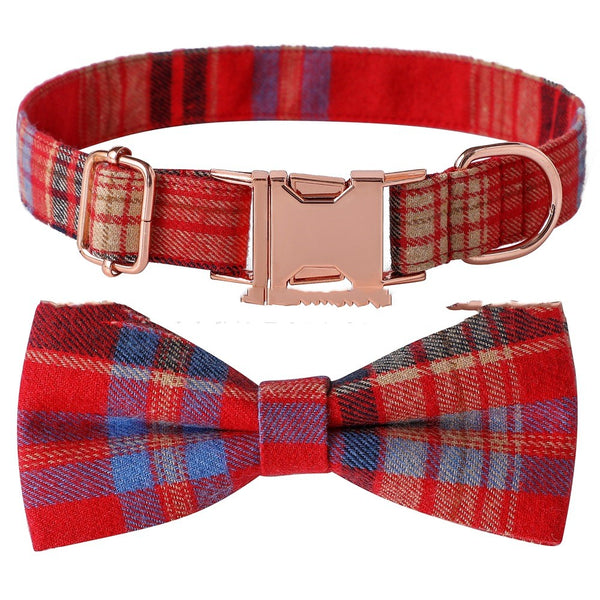 HKM-9330365 Plaid Dog Collar with Adjustable Metal Buckle ¨C Sizes S, M, L