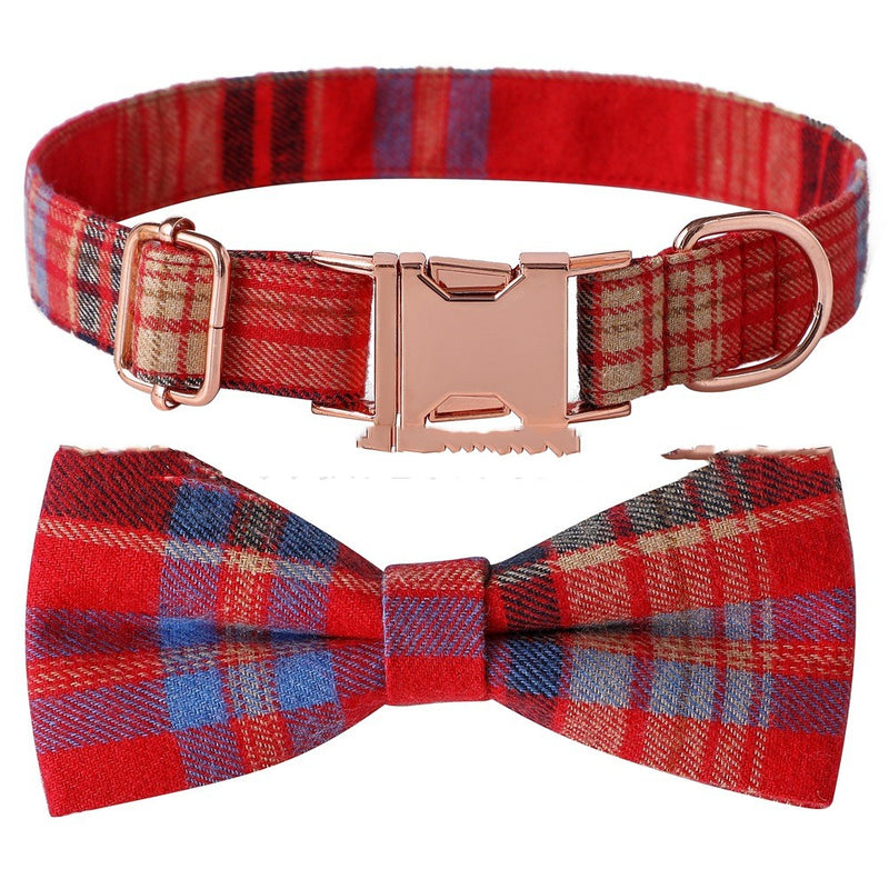 HKM-9330365 Plaid Dog Collar with Adjustable Metal Buckle ¨C Sizes S, M, L