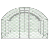 HKM-9332029 Large Metal Chicken Coop with Waterproof Dome Cover, Walk-In Design for Outdoor Use - 9.84' x 19.68' x 6.56'