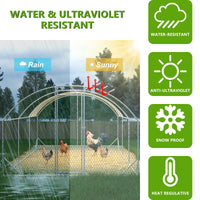HKM-9332029 Large Metal Chicken Coop with Waterproof Dome Cover, Walk-In Design for Outdoor Use - 9.84' x 19.68' x 6.56'