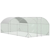 HKM-9332029 Large Metal Chicken Coop with Waterproof Dome Cover, Walk-In Design for Outdoor Use - 9.84' x 19.68' x 6.56'