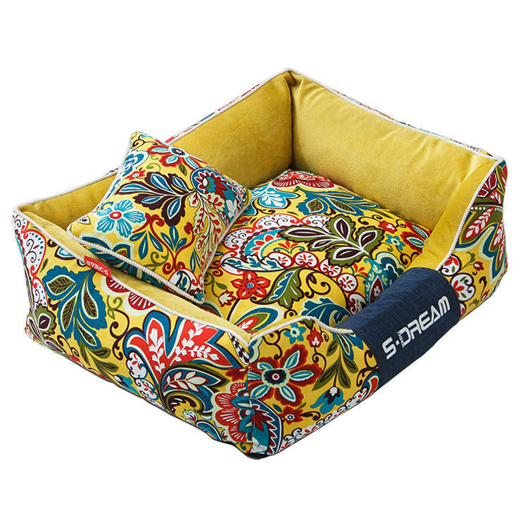 HKM-9332413 Washable Large and Small Dog Pet Mat in Classic Royal Colors with Optional Small Pillow