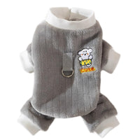 HKM-9332925 Cute Bear Plush Dog Jumpsuit with Leash Ring - Cozy Winter Pet Coat for Small Dogs