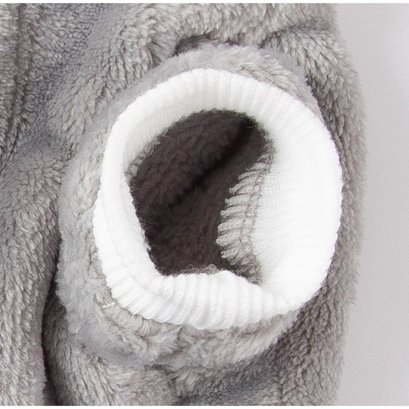 HKM-9332925 Cute Bear Plush Dog Jumpsuit with Leash Ring - Cozy Winter Pet Coat for Small Dogs