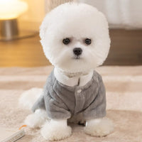 HKM-9332925 Cute Bear Plush Dog Jumpsuit with Leash Ring - Cozy Winter Pet Coat for Small Dogs