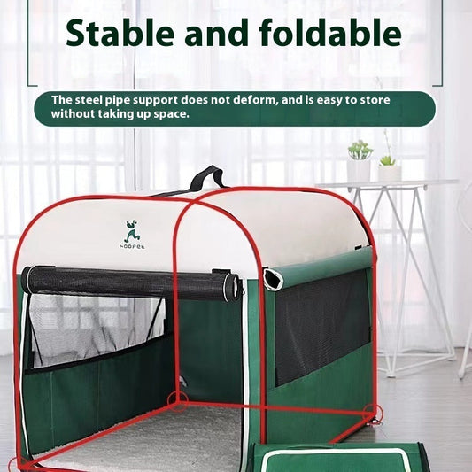 HKM-9333181 Outdoor Detachable Canvas Dog House Tent - All Weather & Anti-Mosquito Design
