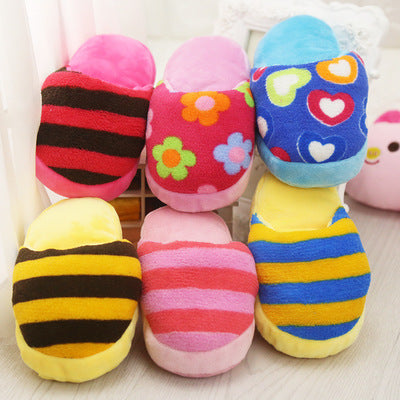 HKM-9334973 Dazzle Color Stripe Slipper with Built-in Sound Toy for Pets - 16cm x 8cm