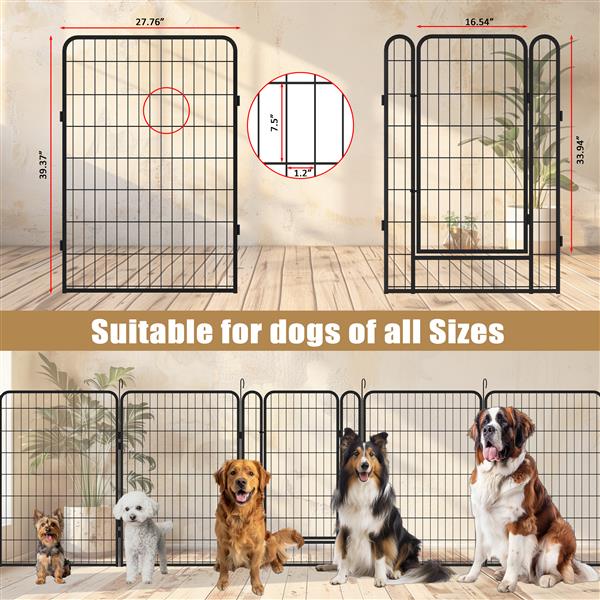 HKM-9335741 Durable Heavy-Duty Metal Pet Fence with Rust-Resistant Coating - Easy Installation and Versatile Shapes