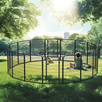 HKM-9335741 Durable Heavy-Duty Metal Pet Fence with Rust-Resistant Coating - Easy Installation and Versatile Shapes