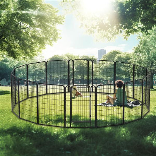 HKM-9335741 Durable Heavy-Duty Metal Pet Fence with Rust-Resistant Coating - Easy Installation and Versatile Shapes