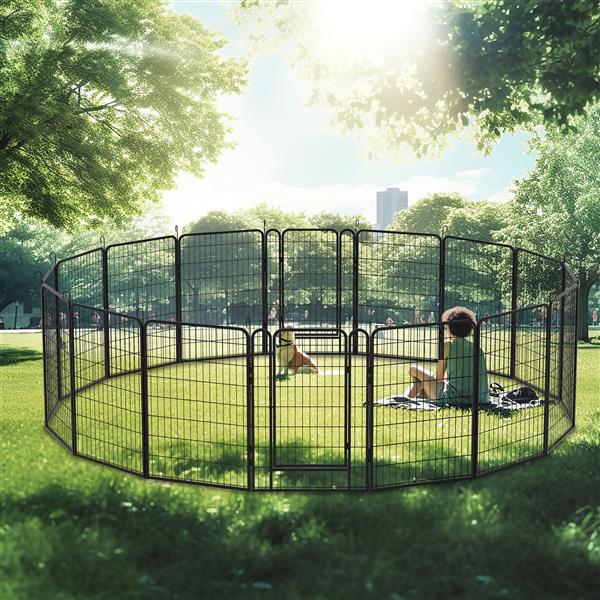 HKM-9335741 Durable Heavy-Duty Metal Pet Fence with Rust-Resistant Coating - Easy Installation and Versatile Shapes