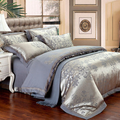 HKM-933587 European Four Piece Satin Jacquard Bedding Set - Pure Cotton Sheet and Quilt Cover for 1.5m to 2.0m Beds