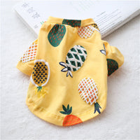 HKM-9336509 Summer Cotton Pet Skirt and T-Shirt Set for Small Dogs and Cats in Pineapple Designs
