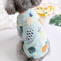 HKM-9336509 Summer Cotton Pet Skirt and T-Shirt Set for Small Dogs and Cats in Pineapple Designs