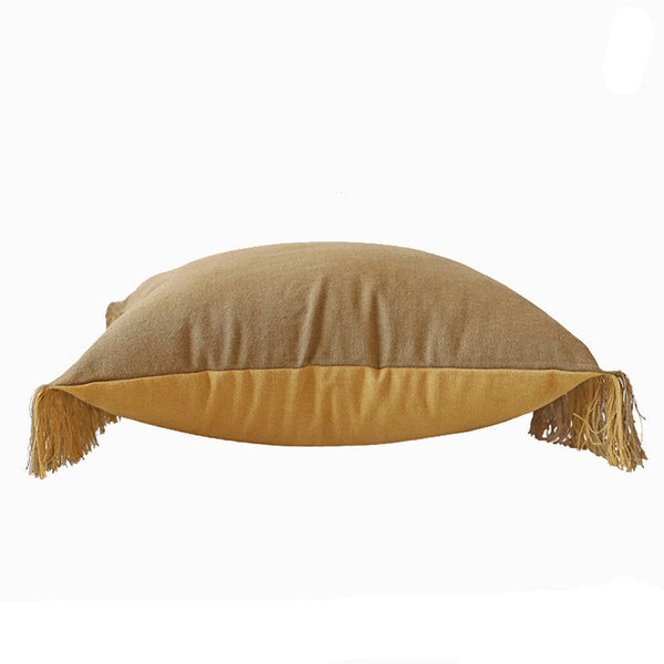 HKM-933651 Solid Color Contrast Cotton and Linen Tassel Cushion for Bedroom Decor - 50x30cm