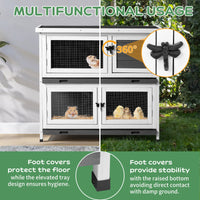 HKM-9337789 2-Story Rabbit Hutch with Tray, Weather-Resistant Grey Cedar Housing for Small Pets