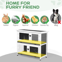HKM-9337789 2-Story Rabbit Hutch with Tray, Weather-Resistant Grey Cedar Housing for Small Pets