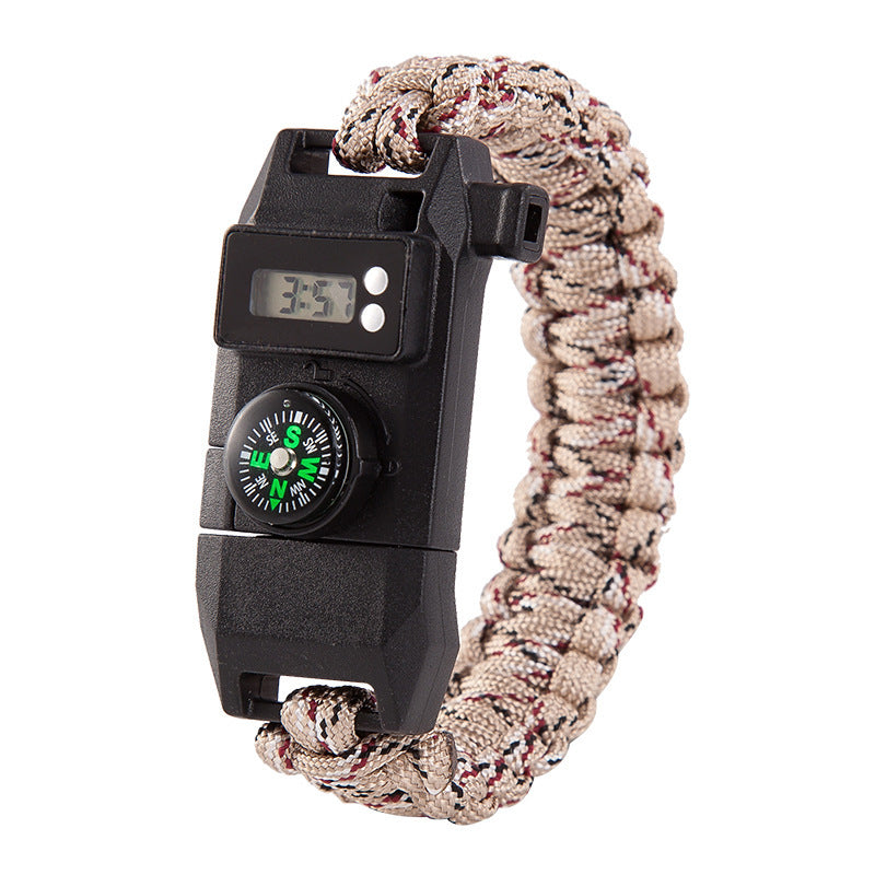 HKM-933779 Multifunctional Outdoor Rope Bracelet with Compass and Fire Starter