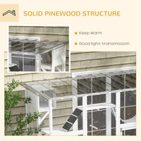 HKM-9338173 Large Cat Catio with Shelves, Bridges, and Ramps - Outdoor Enclosure for Multiple Cats, White