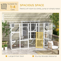 HKM-9338173 Large Cat Catio with Shelves, Bridges, and Ramps - Outdoor Enclosure for Multiple Cats, White