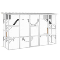 HKM-9338173 Large Cat Catio with Shelves, Bridges, and Ramps - Outdoor Enclosure for Multiple Cats, White