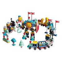 HKM-933843 2 in 1 Building Blocks Set - Assemble a Robot or Train Toy for Kids, Educational Plastic Model, Compatible & Fun