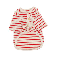 HKM-9339709 Striped Cotton V-Neck Pet Shirt for Dogs - Cozy Leisurewear in Red and Black, Multiple Sizes Available
