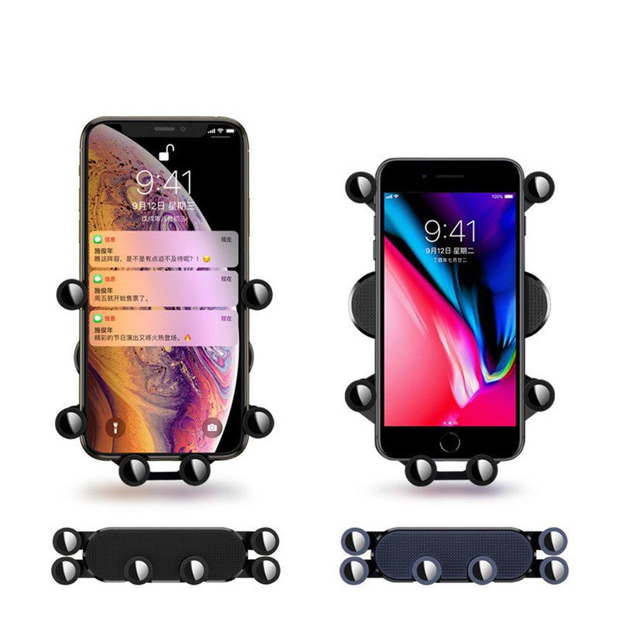HKM-933971 Universal Gravity Phone Holder Clip for Cars - Adjustable and Foldable Design in Black and Blue