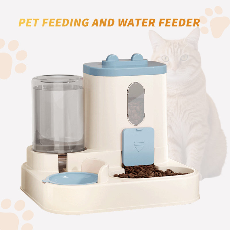 HKM-9339965 Automatic 2-in-1 Cat Food and Water Dispenser with Integrated Feeding System