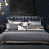 HKM-934035 Light Luxury Solid 140 Thread Count Pima Cotton Four Piece Bedding Set