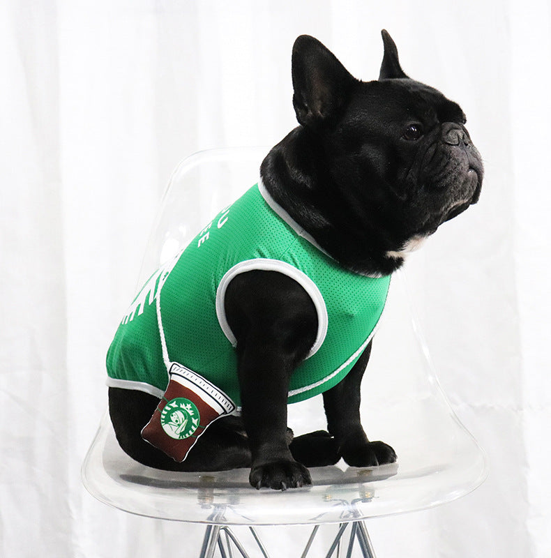 HKM-9340477 Breathable Two-Legged Pet Sunscreen Vest in Green - Comfortable Mesh Design