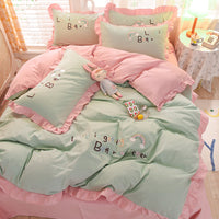 HKM-934099 Brushed Cotton Summer Cartoon Quilt Set - 4-Piece Bedding Collection for 1.5m to 2.0m Beds