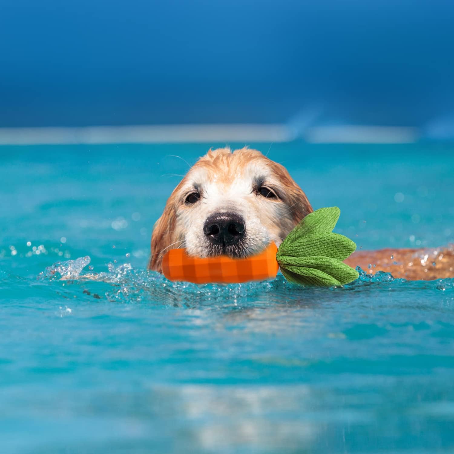 HKM-9341373 Durable Interactive Squeaky Dog Toy for Medium Dogs - Milk Flavor Rubber Carrot with Crinkle Leaves, Ideal for Training and Dental Care